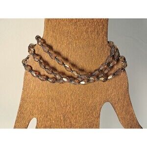 Peyote Bird 3 Strand Smoky Quartz Teardrop Gemstones 7" Bracelet Blue Seed NWT